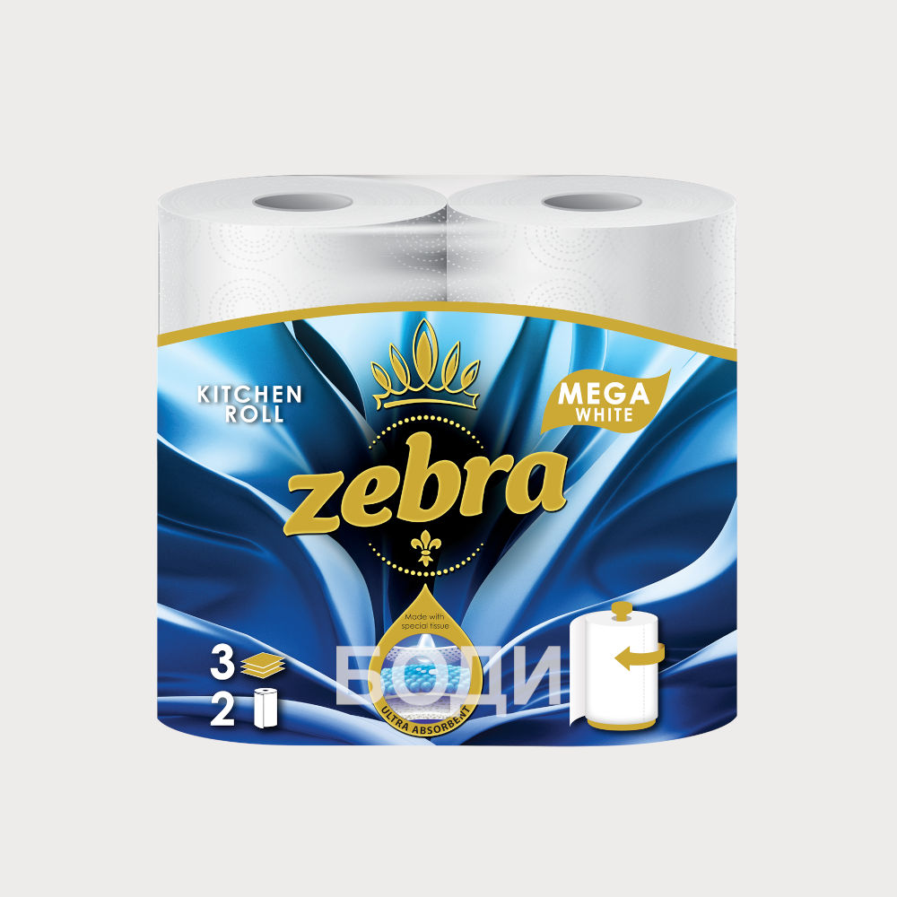 КУХНЕНСКА РОЛКА ЗЕБРА 2КА MEGA WHITE