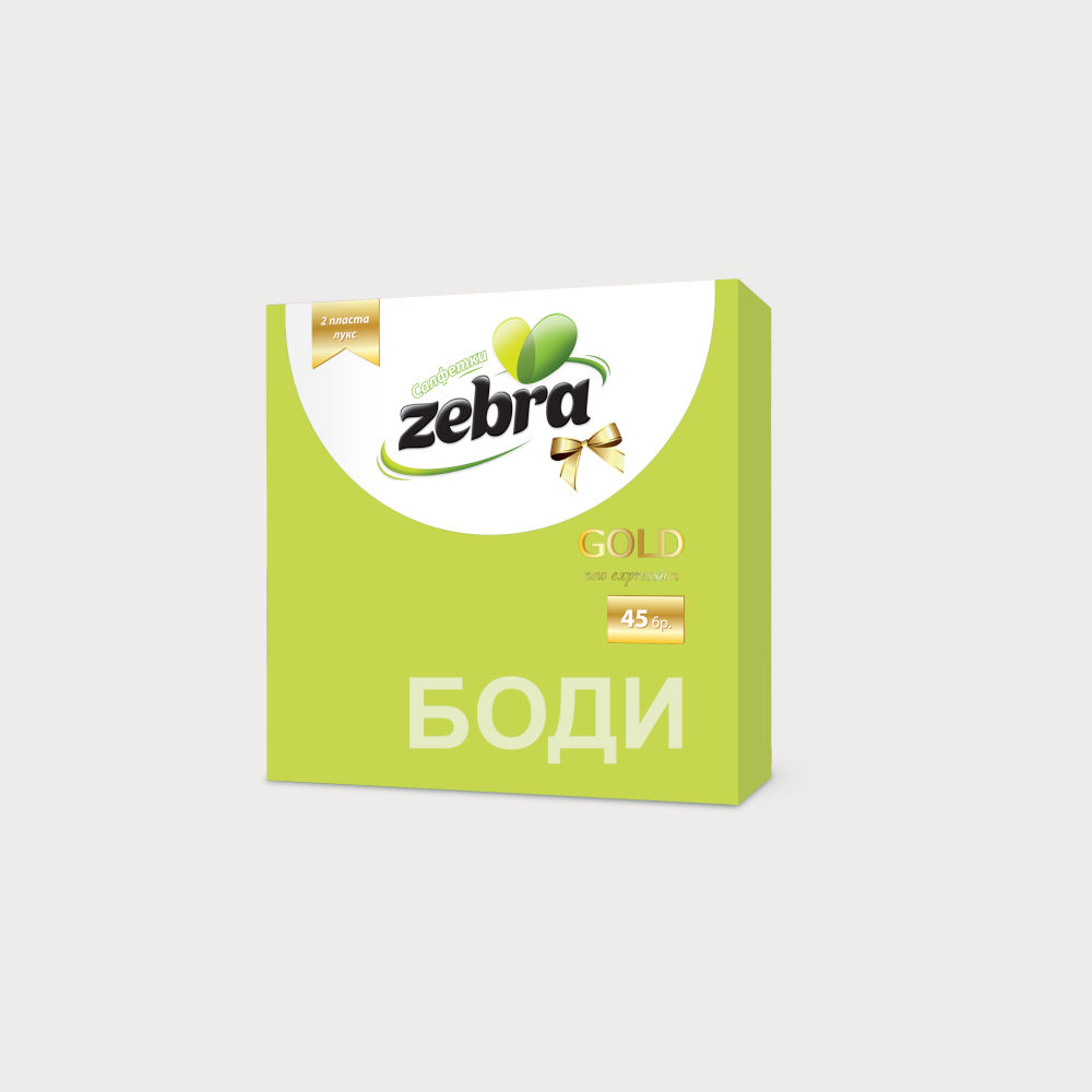 САЛФЕТКИ ЗЕБРА 33х33 ЯРКО ЗЕЛЕНИ ЛУКС ГОЛД