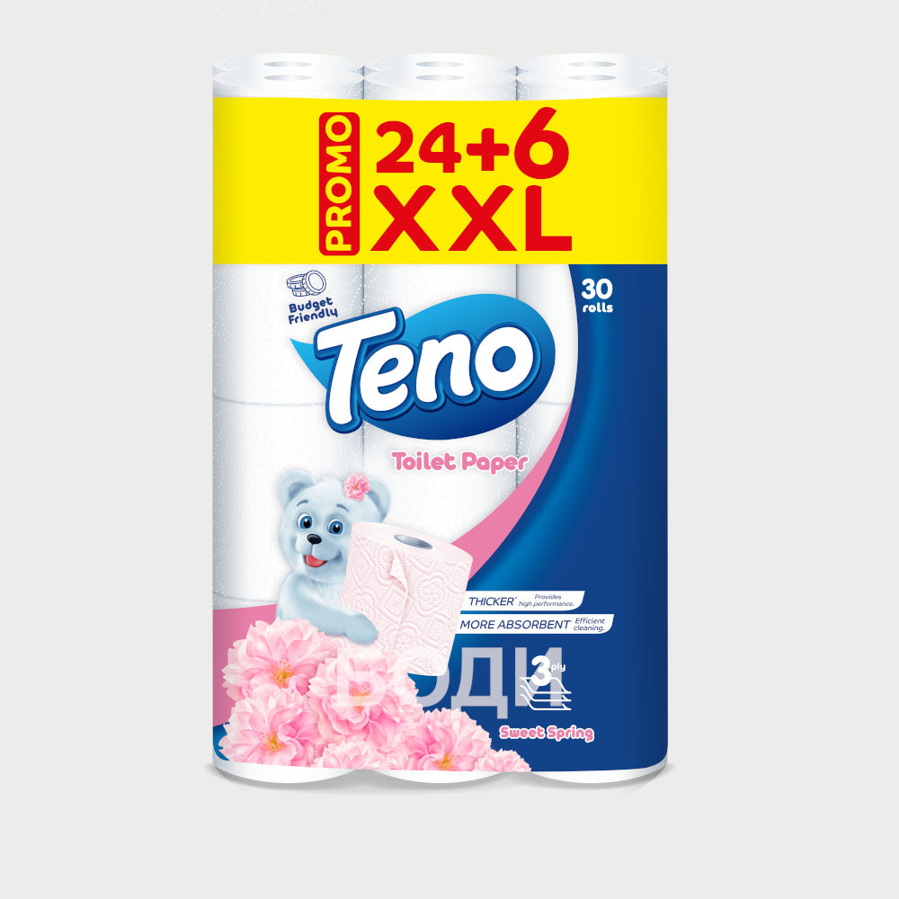 ТОАЛЕТНА ХАРТИЯ ТЕНО 24+6 XXL