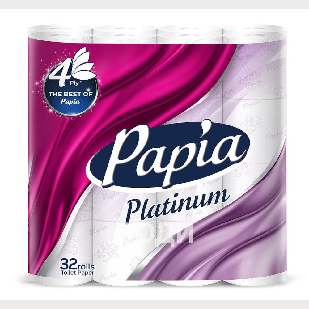 ТОАЛЕТНА ХАРТИЯ ПАПИЯ Х 32 Platinum бяла 4 пл.