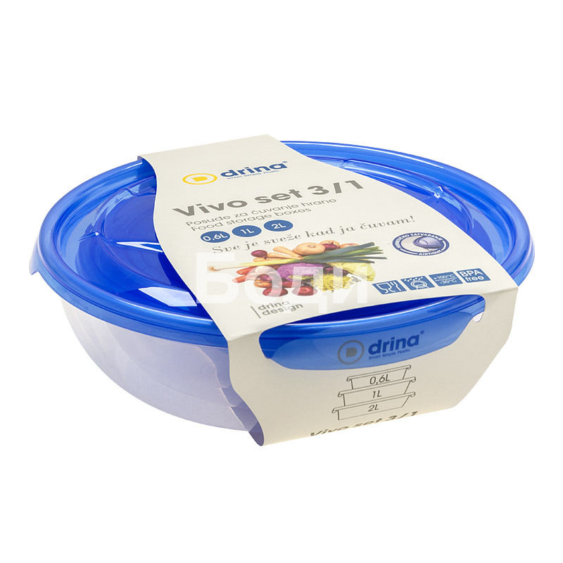 DRINA FOOD CONTAINER VIVO FLAT 3/1 0.6l/1l/2l 4
