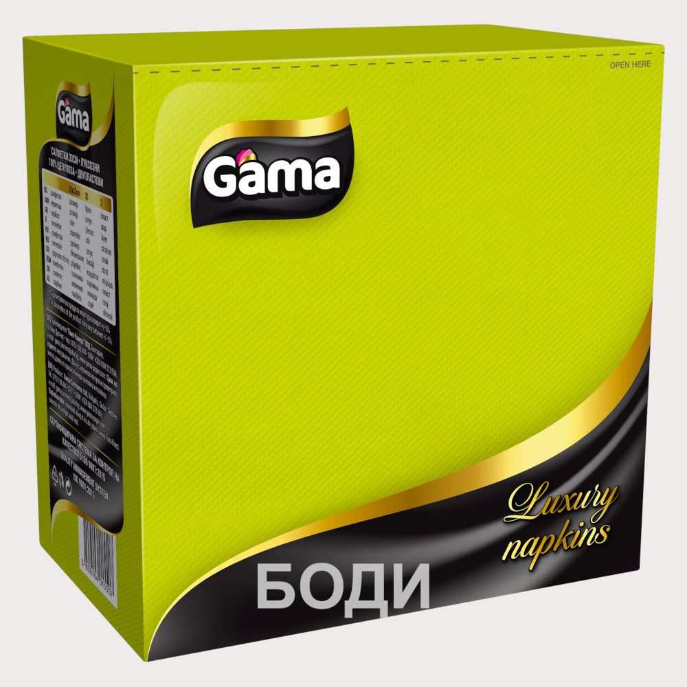 САЛФЕТКИ ГАМА ЛУКС 33х33 30бр.ЗЕЛЕНИ
