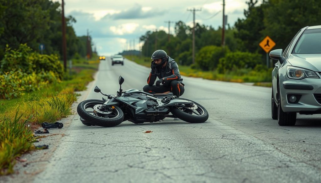 Motorcycle accident scene