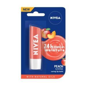 NIVEA Lip Balm, Fruity Peach Shine, 4.8g