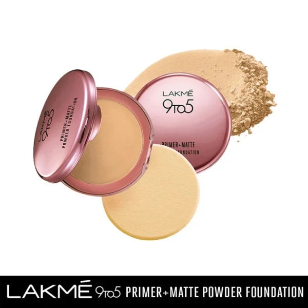 Lakme 9 To 5 Primer + Matte Powder Foundation Compact Ivory Cream 01 9gm