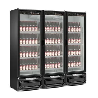 Expositor Vertical, Cervejeira 3 Portas De Vidro, Preto 220V GCBC-1450PR  Gelopar