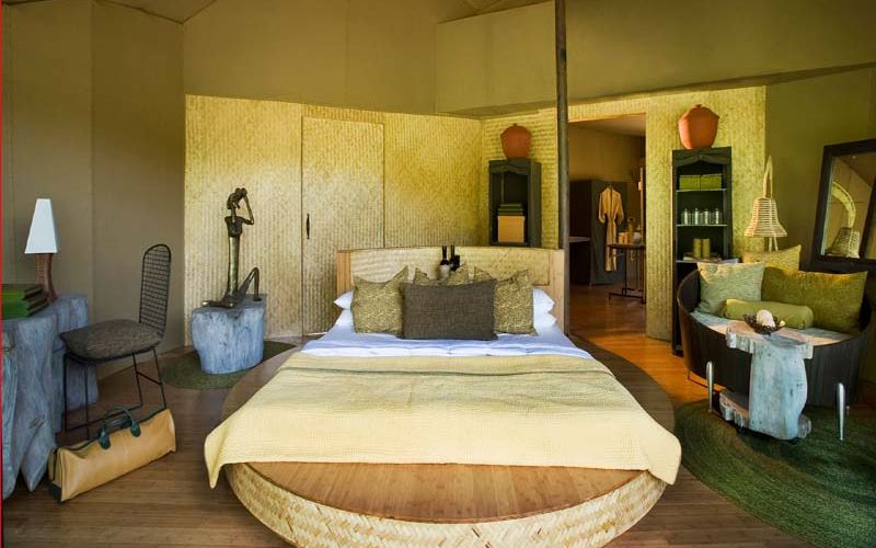 luxurious bedroom with wooden floor