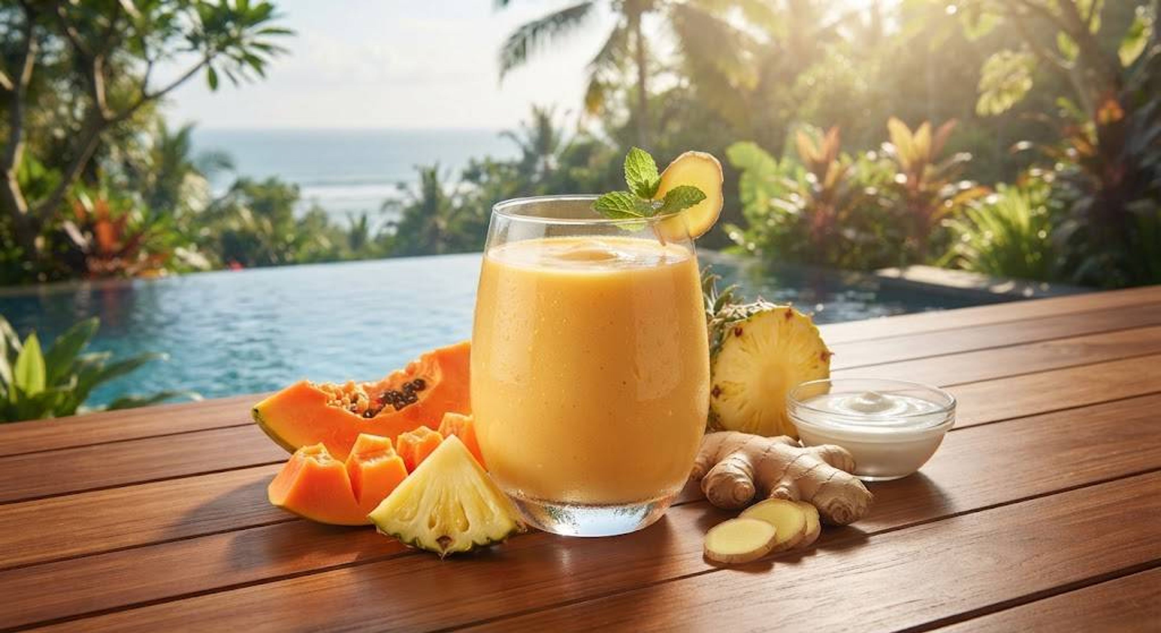 Smoothie Digestivo Tropical de Jengibre