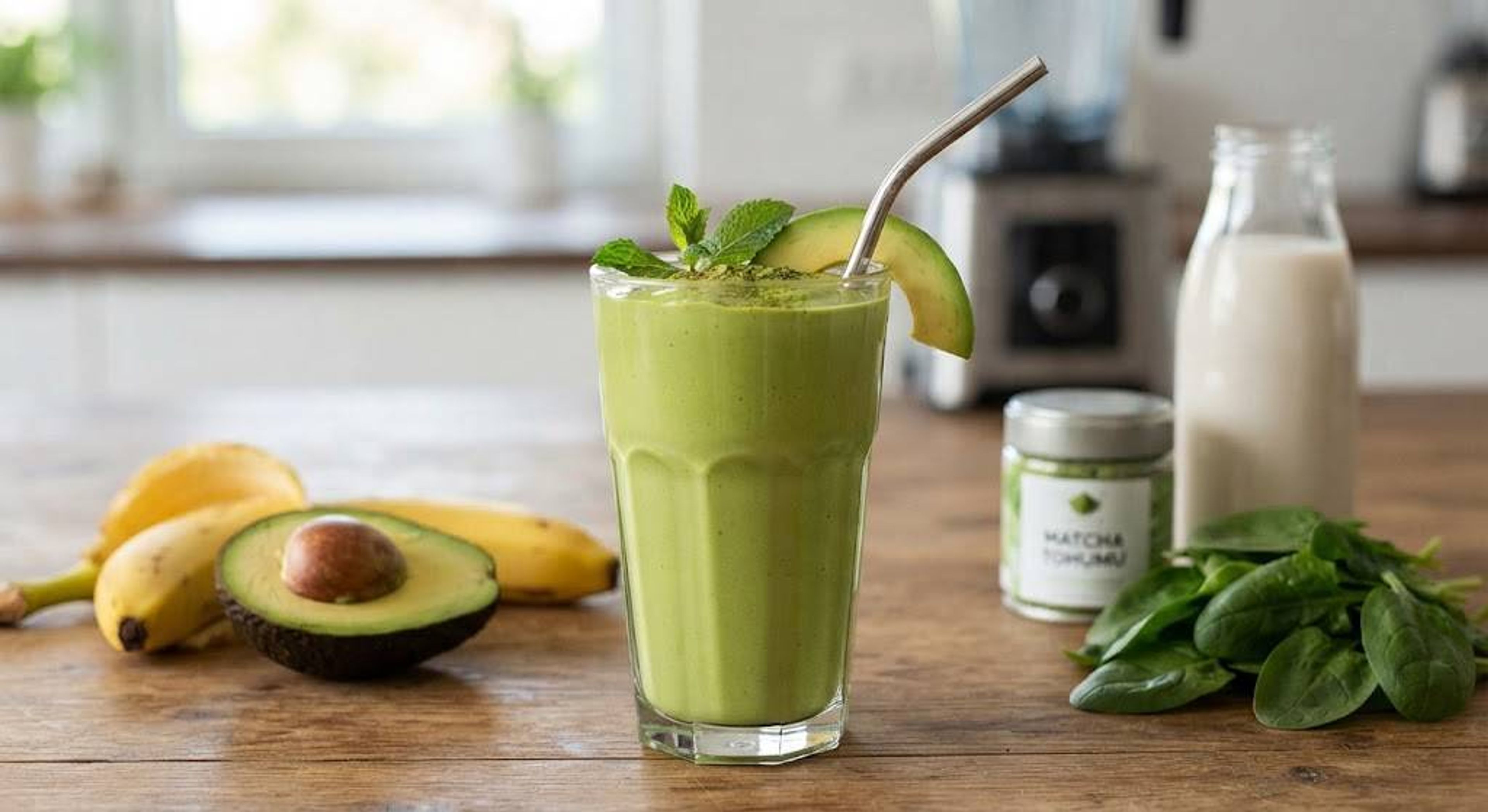 Smoothie Energético de Matcha con Aguacate y Té Verde