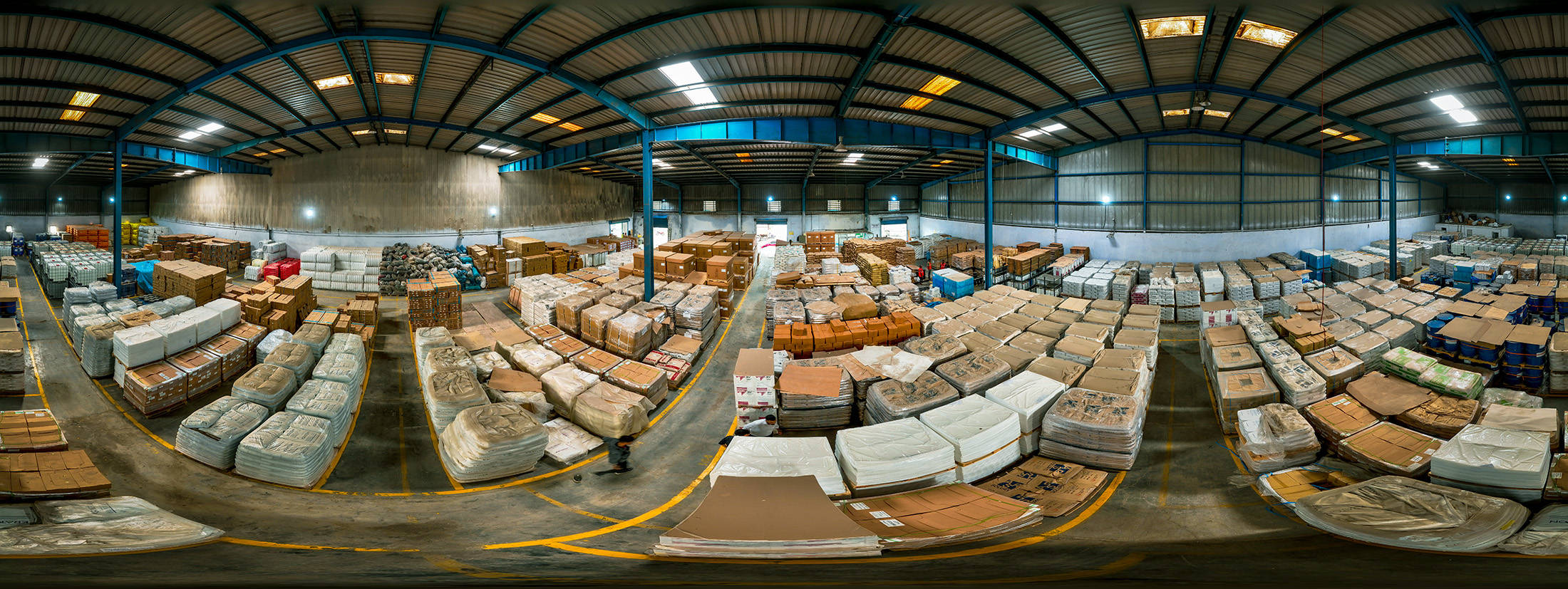 Akash Warehouse full aerial panorama — Bhiwandi facility