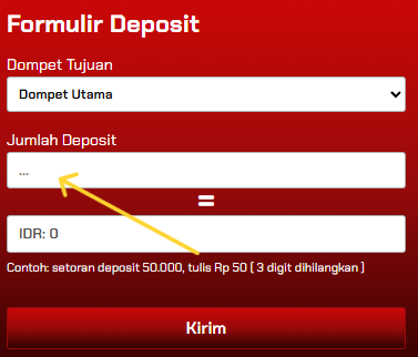Input nominal deposit