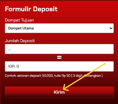 Konfirmasi deposit berhasil