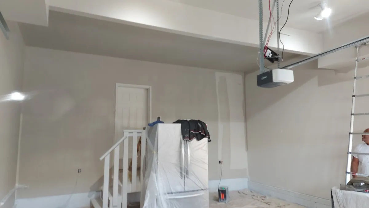 The same garage with the walls and ceiling painted