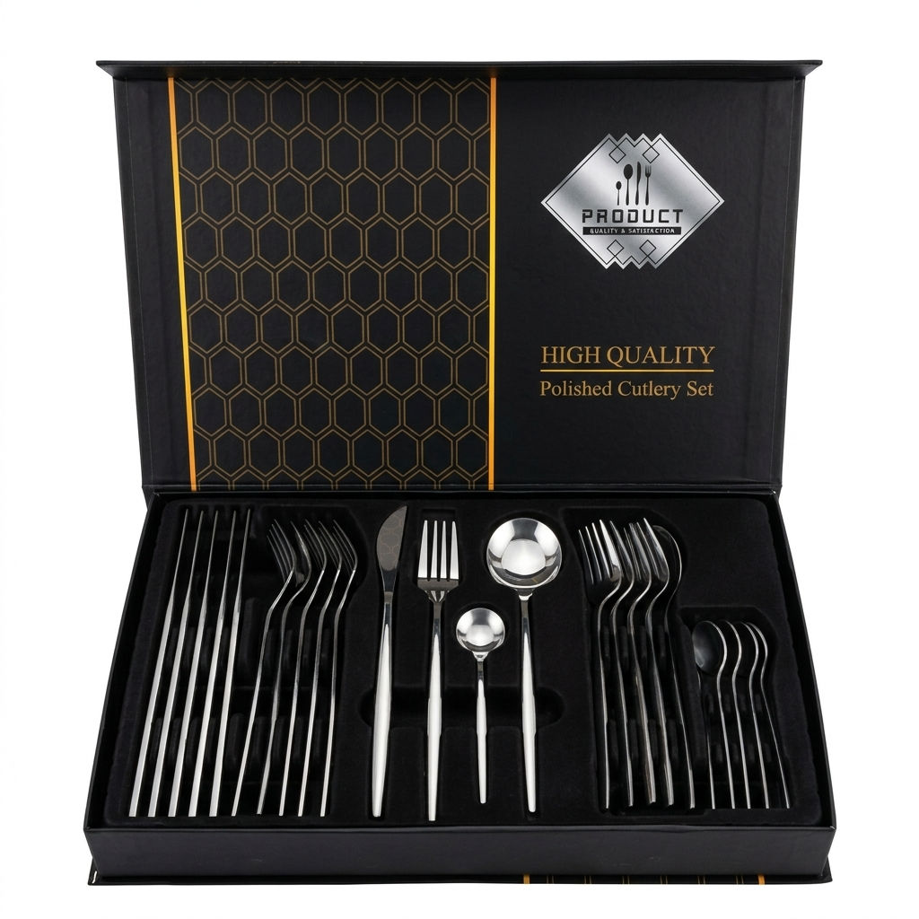 Luxury 24-Piece Gold Cutlery Set - Elegant Stainless Steel Design