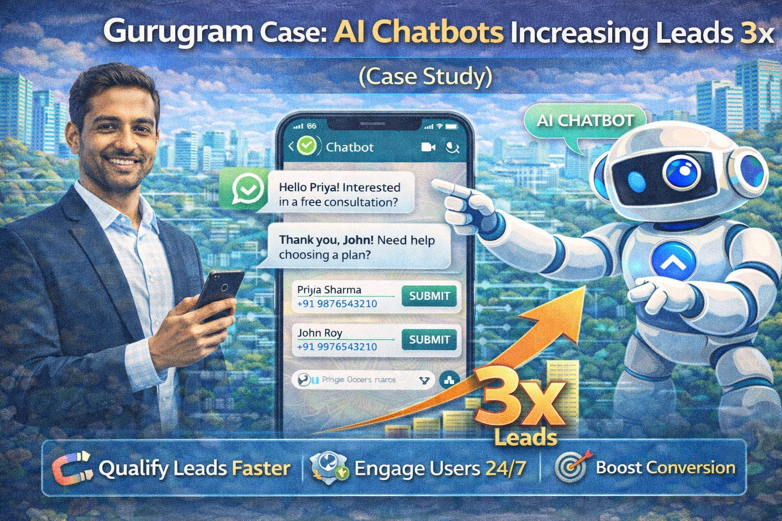 Gurugram case AI chatbots increasing leads 3x case study