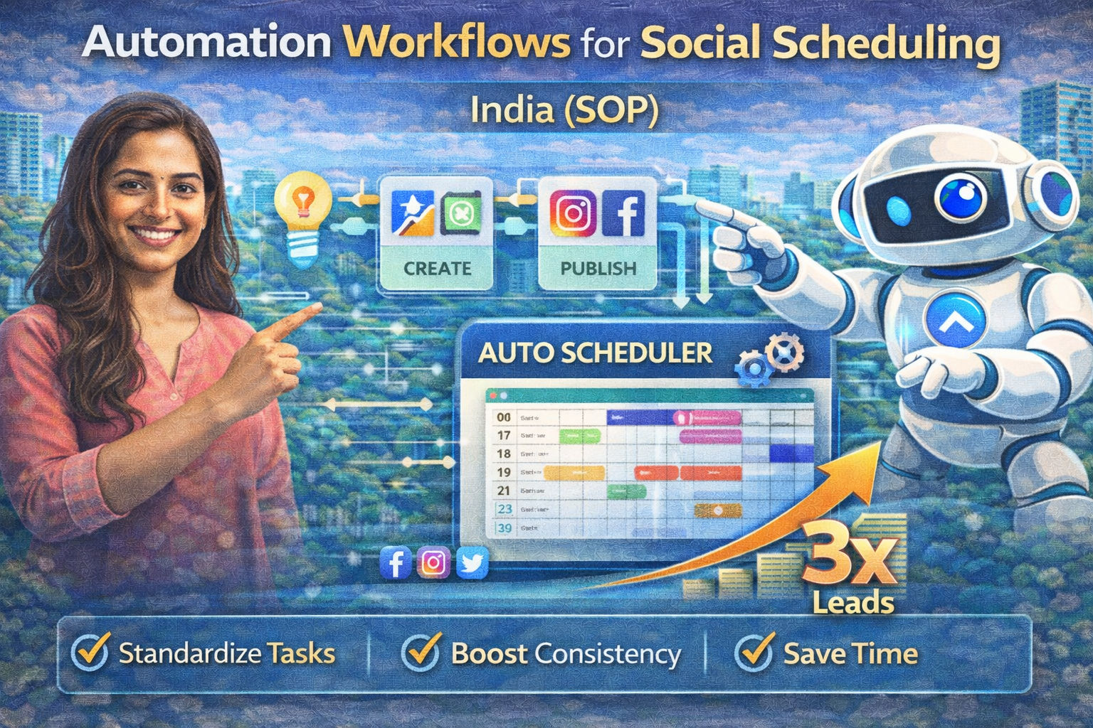 Automation workflows for social scheduling India SOP