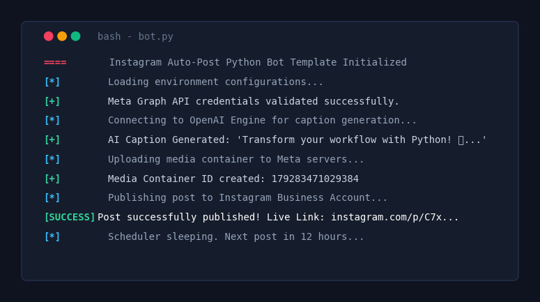 Instagram Auto-Post Python Bot Creator (Production-Ready) | Snack Prompt