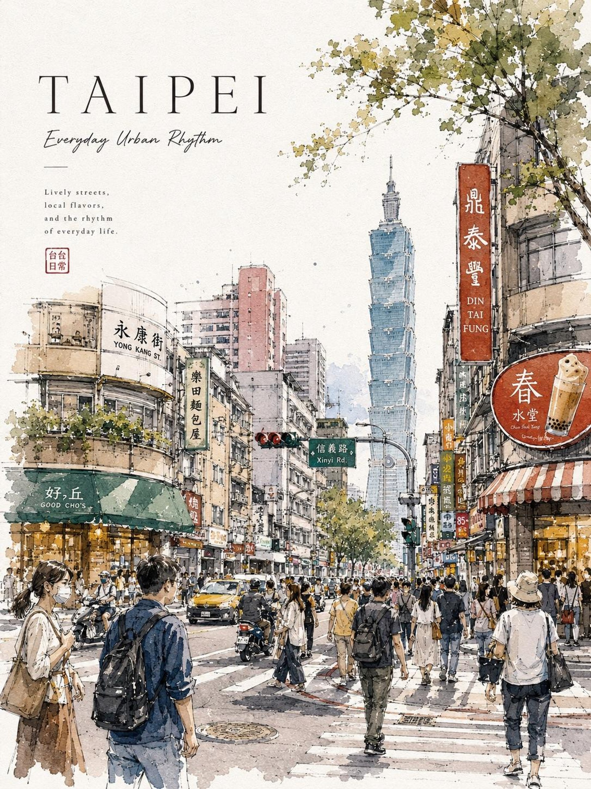 Water-Coloured City Poster