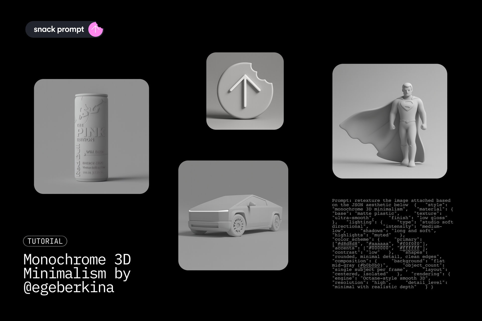 Monochrome 3D Minimalism by @egeberkina