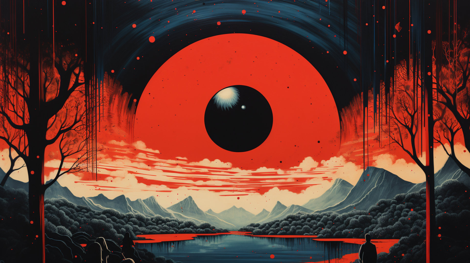 Fantasy illustration surrealism risograph AI generated art