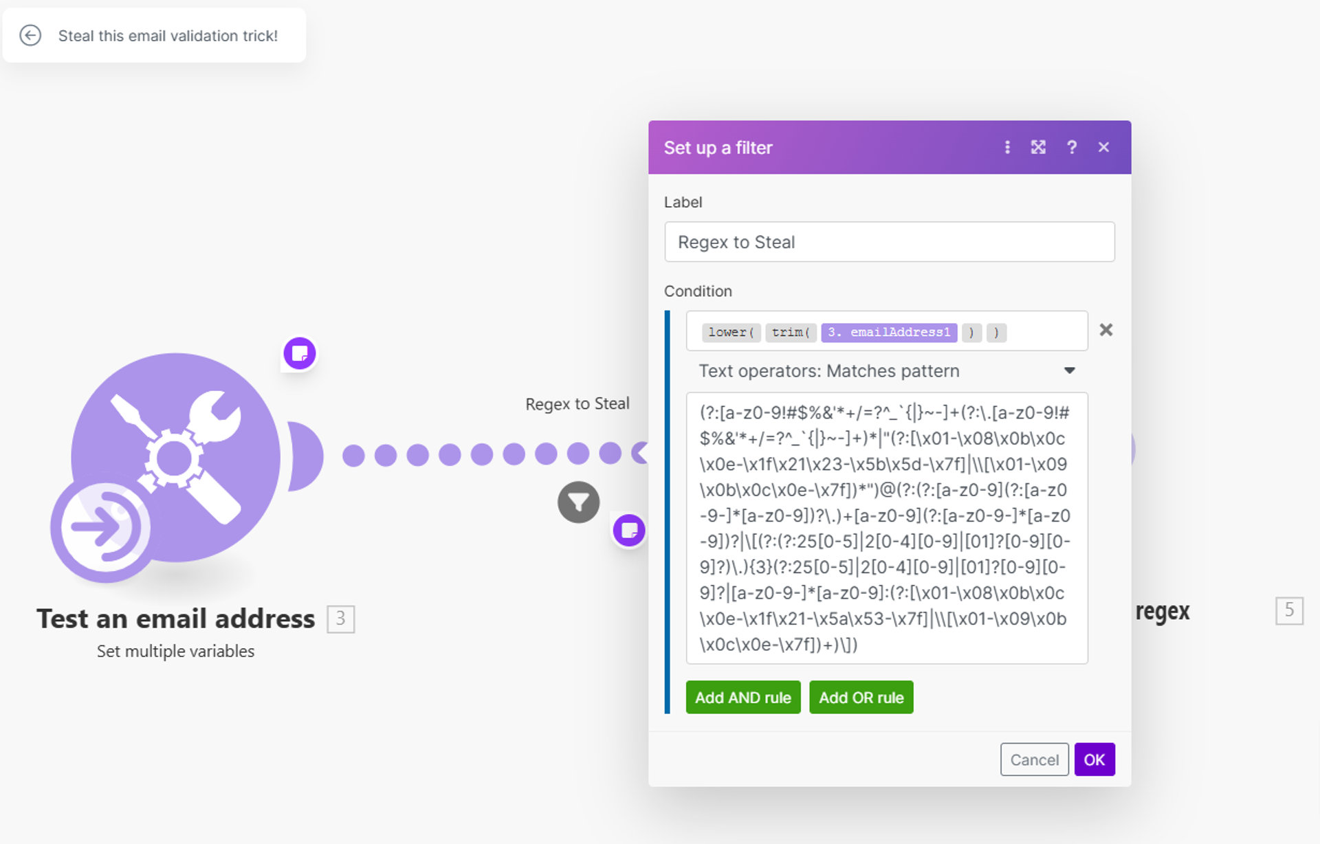 Freebee - Steal my email validation Regex method for Make.com