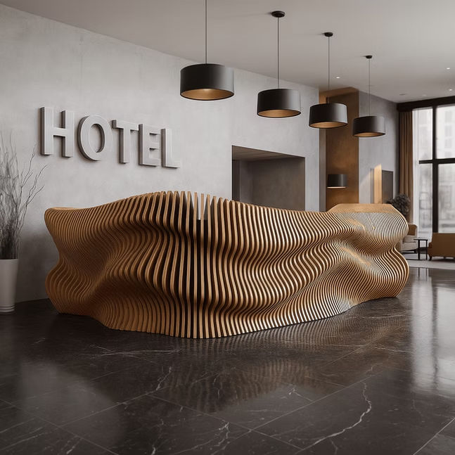 Customization Reception Desk Modern Furniture Solid Wooden Table Parametric Furniture Solid Wood Reception Desk