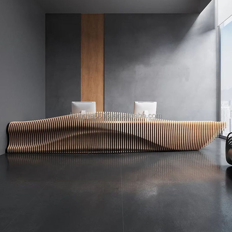 Modern Design Solid Wood Custom Reception Desk Factory-Designed for Hotels Cash Registers Exhibitions Gyms Shops Offices