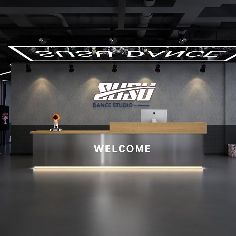 Barber Shop Clothing Store Stainless Steel Cash Register Counter Gym Hotel Front Desk Reception Counter