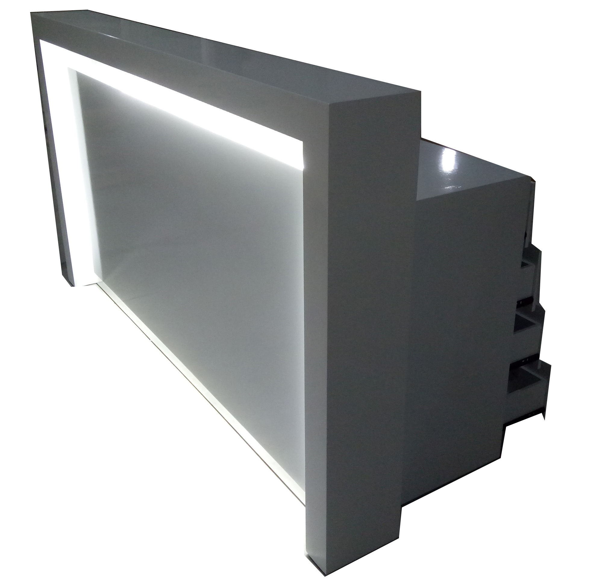 2022 Latest Modern LED White High Gloss Reception Desk for Retail Store Reception Desks for Salons Commercial Front Desk