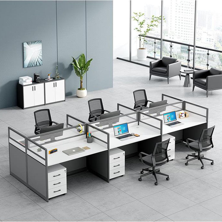 Chinese Factory Modern 4 Persons Long Office Desk Cubicle Workstation Office Linear Workstation