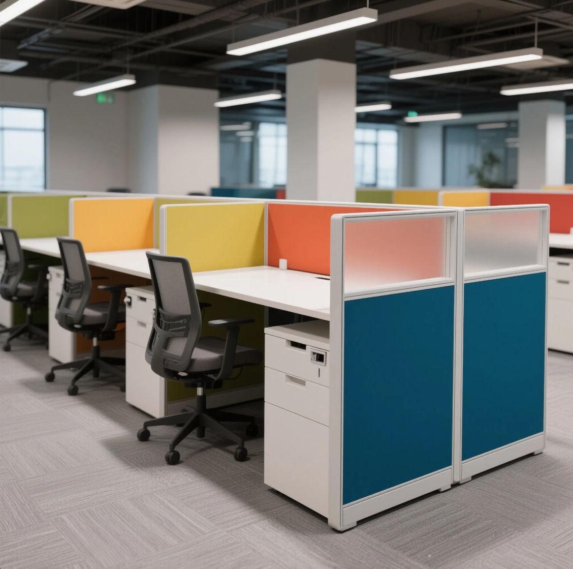 Bureau De Travail Staff Office Partition Desk Cubicle Workstation Commercial Office Furniture Modular Office Table and Chair Set