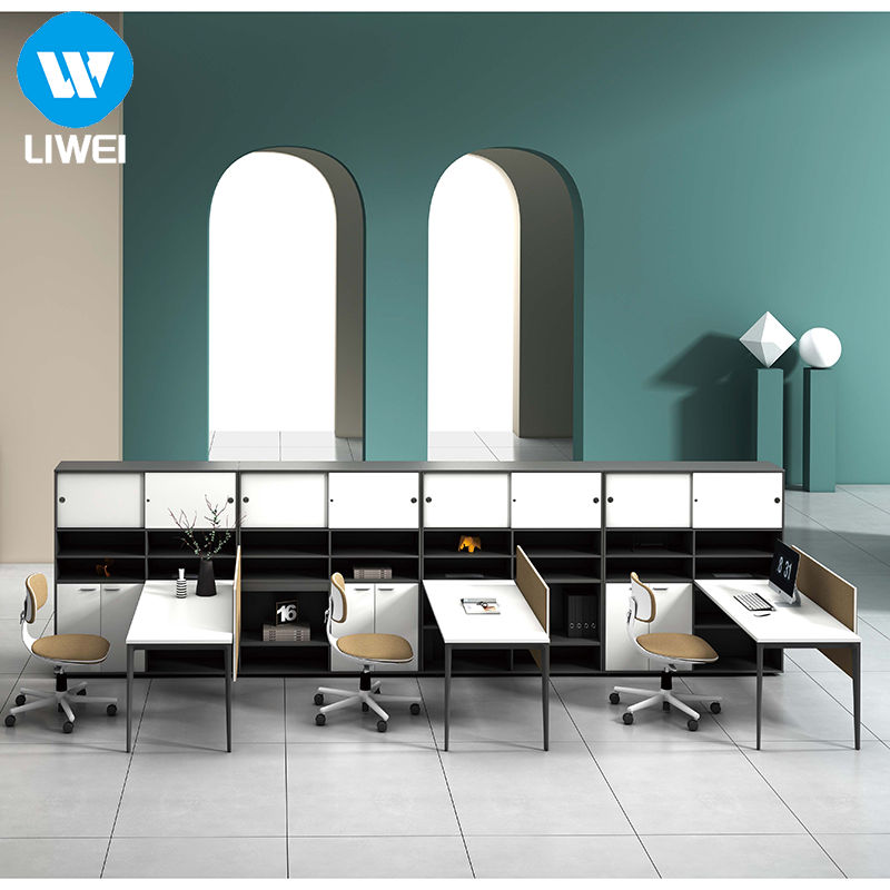 LIWEI Wooden Office Cubicle Workstation Modern Desk Partition Office Partition Divider Desk Durable Eco-Friendly 3-5 Year