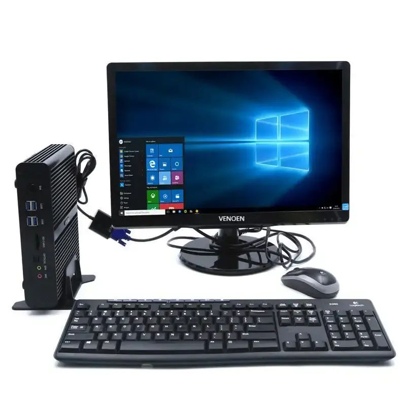New Intel Core I7-10510U Fanless Mini Desktop PC All-in-One Office Computer with 2xHD Dual Display Two LANs US/AU/CN Plugs