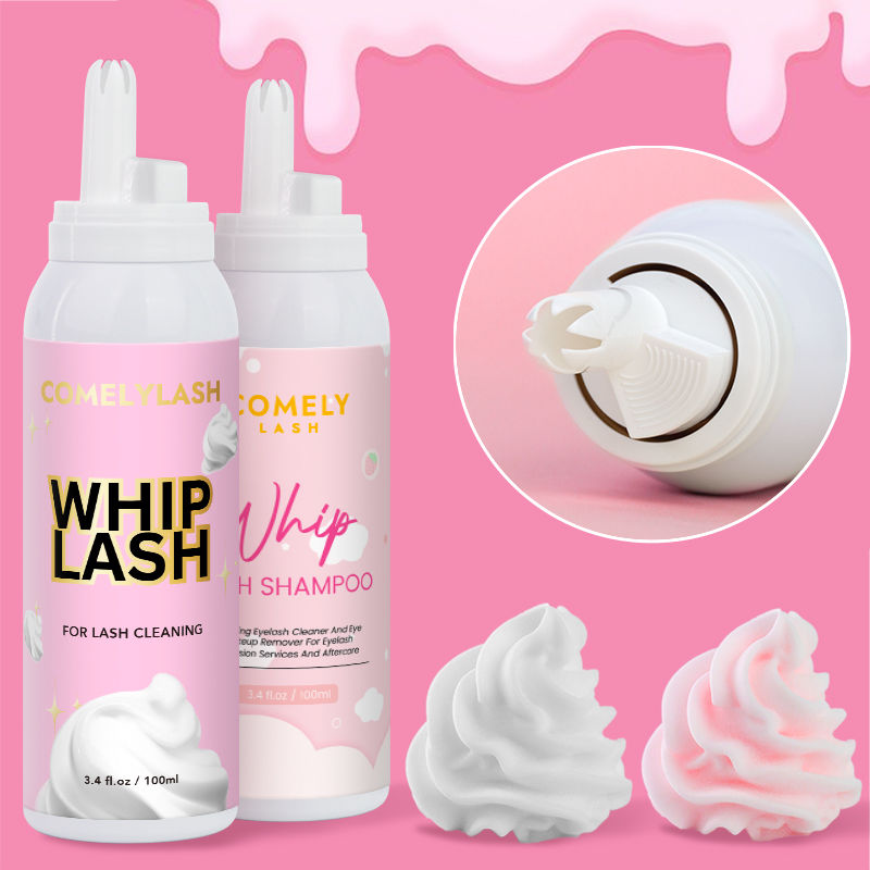 Whipped Lash Cleanser Cream Unscented Foam Cleanser Shampoo | 100ml Pink PBT Eyelash Extension Cleaning Bath Kit | Custom Logo