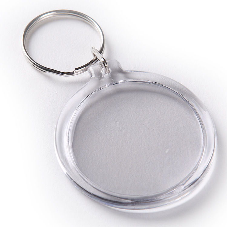 Custom Acrylic Keychains Pendant Transparent Round Acrylic Photo Frame with Metal DIY Keyring for Promotion Gift
