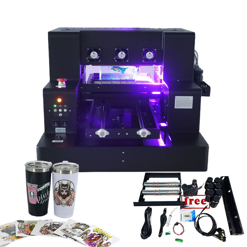 A3 A4 Multifunctional LED UV Flatbed Printer C+W+Varnish Phone Case, Glass,Cylinder Bottle Multi-layer Small UV Printer