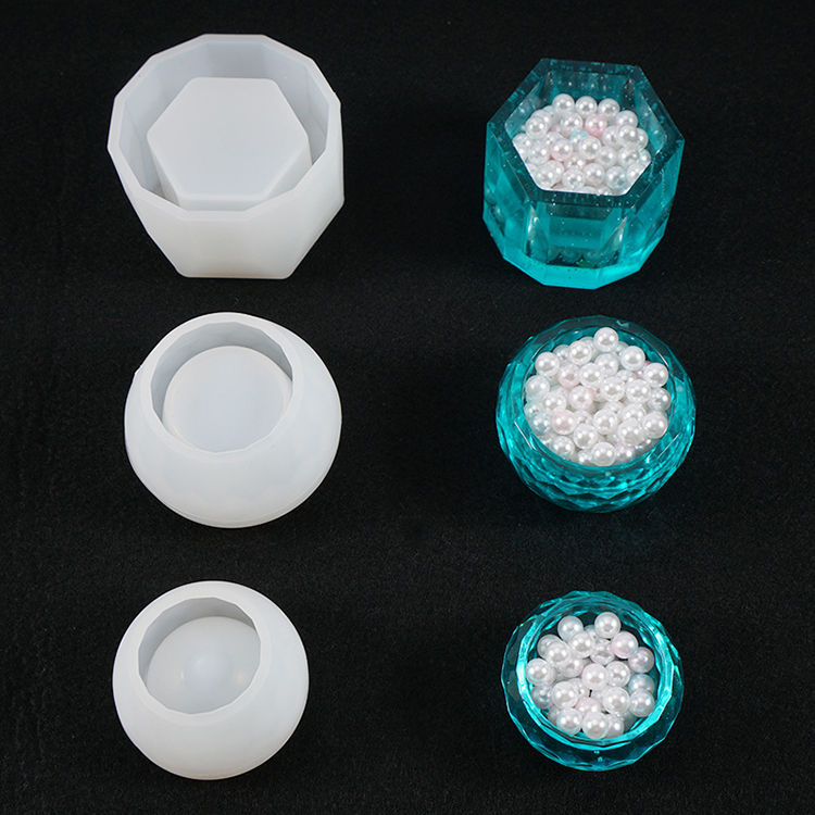 Factory Price 3 Pcs/Set Crystal Epoxy Resin Mold Round Bowl Hexagon Cup Dishes Silicone Mould Material Crystal Mold Soap Making