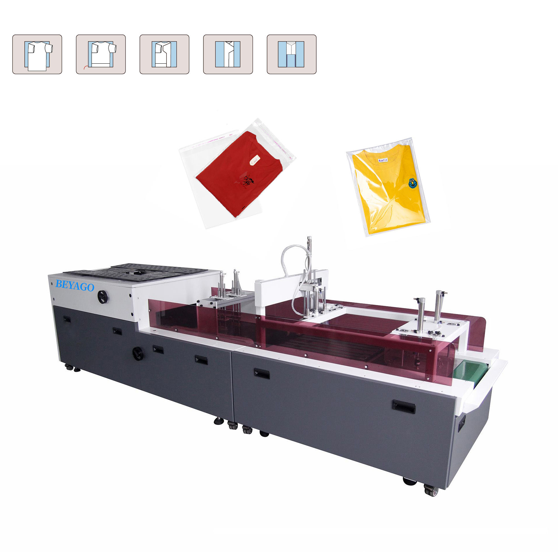 Clothes T-shirt Automatic Folding and Packing Machine/Clothes Apparel Folding Bagging Machine