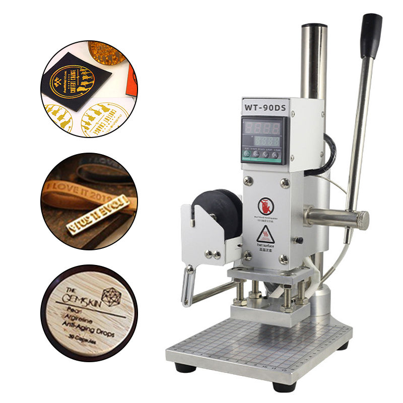 Leather Embossing Foil Heat Press Machine Small Manual Digital Hot Stamping Machine for Wood PVC Paper Custom Logo Stamp