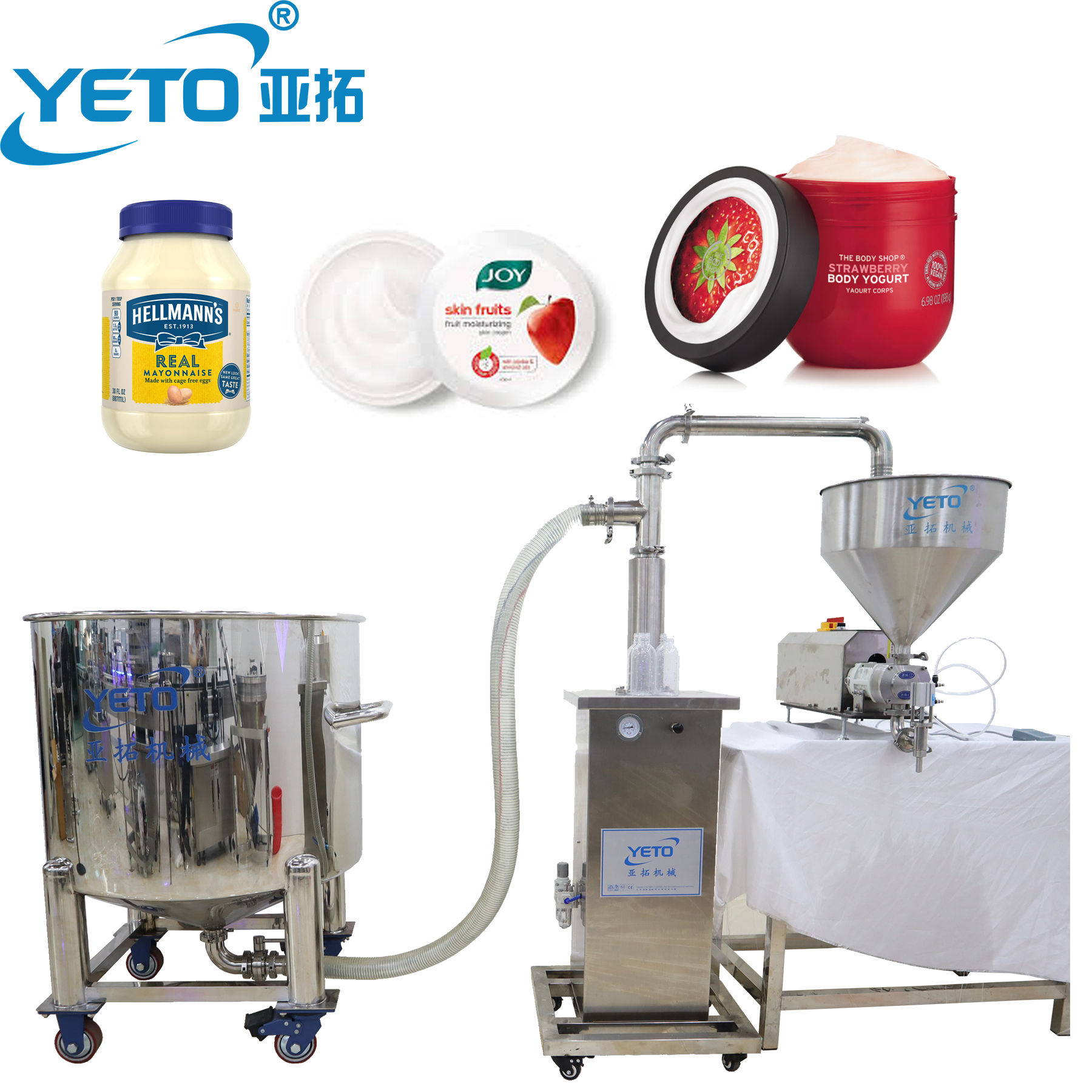 YETO-high Viscosity Semi Automatic Rotor Pump Filling Machine Dressing Oil Cosmetic Cream Filler Lobe Pump Filling Machine