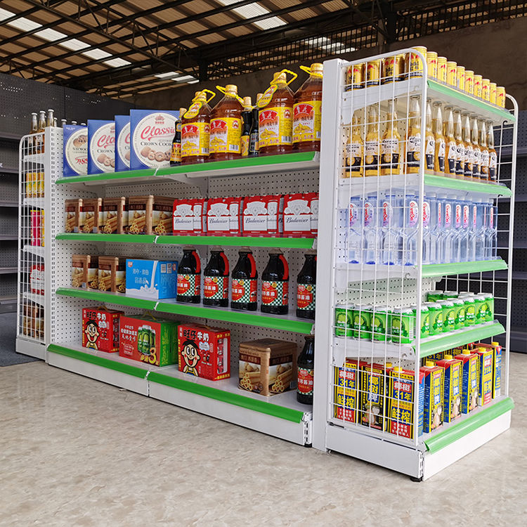 Guichang OEM Supermarket Rack Commodity Shelf 4-6 Layers Black White Single-Sided Double-Sided Display Stand for Grocery