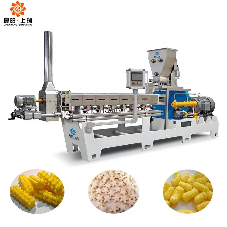 Multifunction Complete Production Line Cheese Ball Puffed Corn Snacks Extruder Making Machine