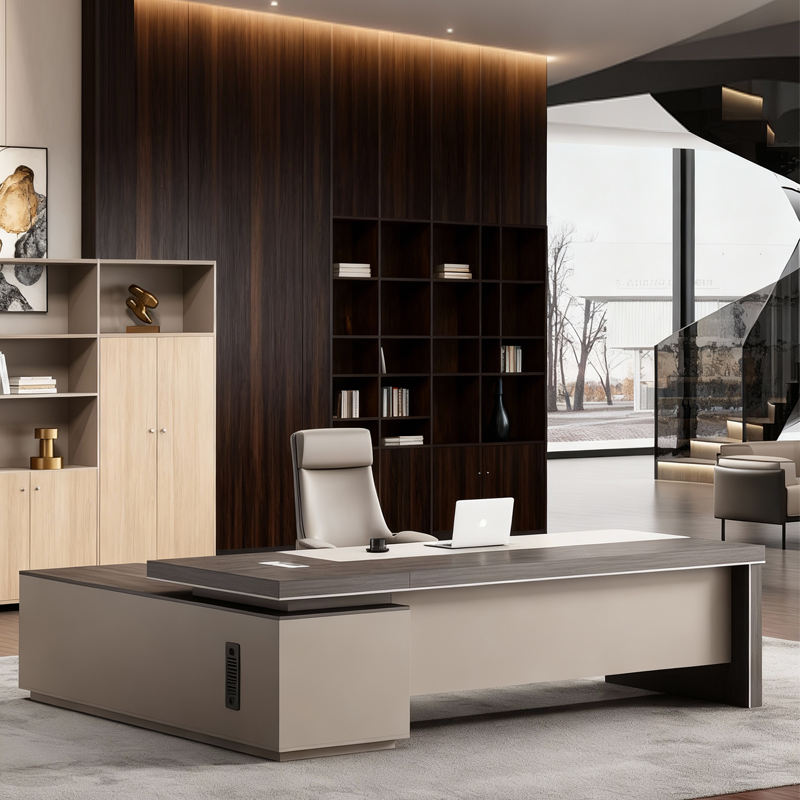 Modern Design Durable Executive Office Desk Set with Storage Luxury Wooden Desk for Commercial Use