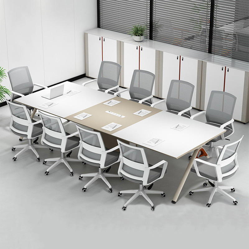 Modern Simple 10-Person Conference Table Cable Box Small Meeting Room Chair Combination for Office Reception Guest