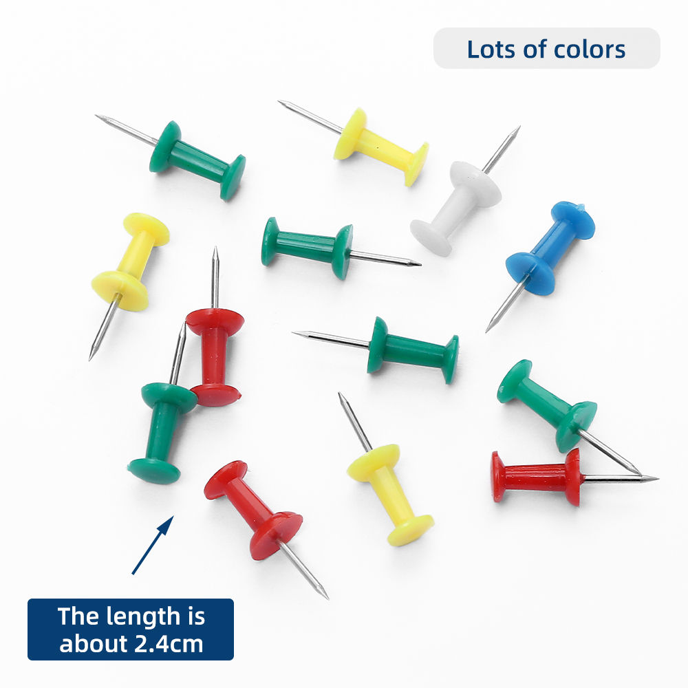 JP Quality Sewing Accessories Colorful Thumbtack Plastic Head Push Pins Office Map Wall Nails Boxed Pushpins