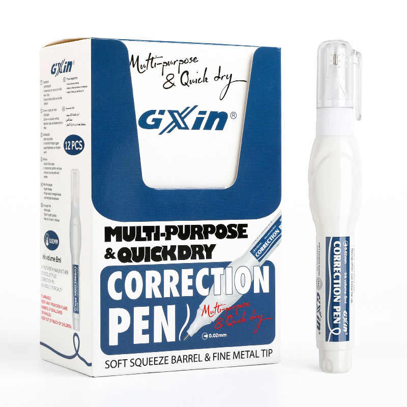 Gxin G-F0101 Correction Fluid 8 ml Student Exam Correction Fluid Customized Wholesale white Correction Pen set for office