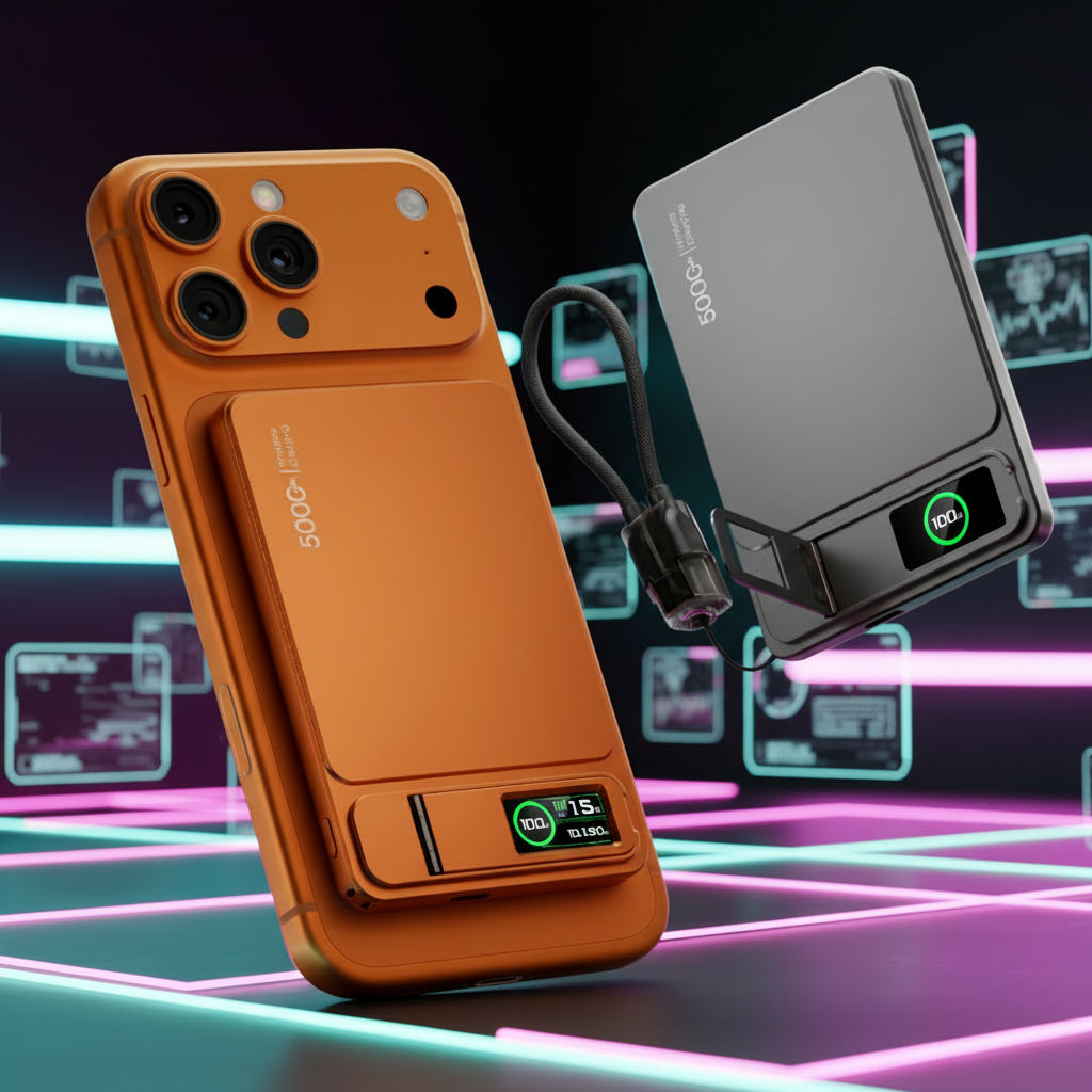 TFT Screen Display Magnetic Wireless Ultra Most Slim Nano Power Bank for Iphone 5000Mah Magnetic Semi-Solid State Power Bank