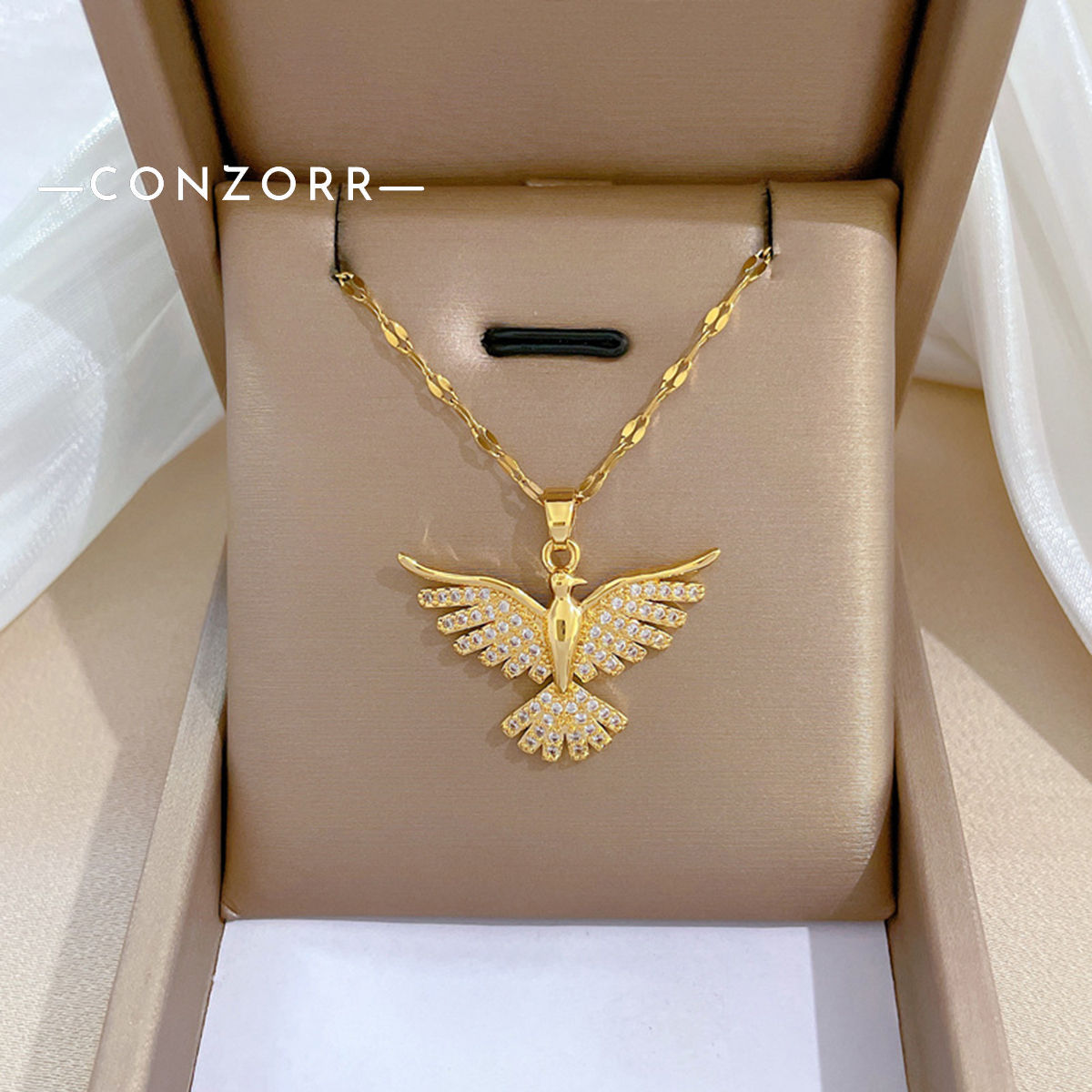 Necklaces Phoenix Wings Luxury Banquet and Wedding Necklace Versatile Stainless Steel Collarbone Chain