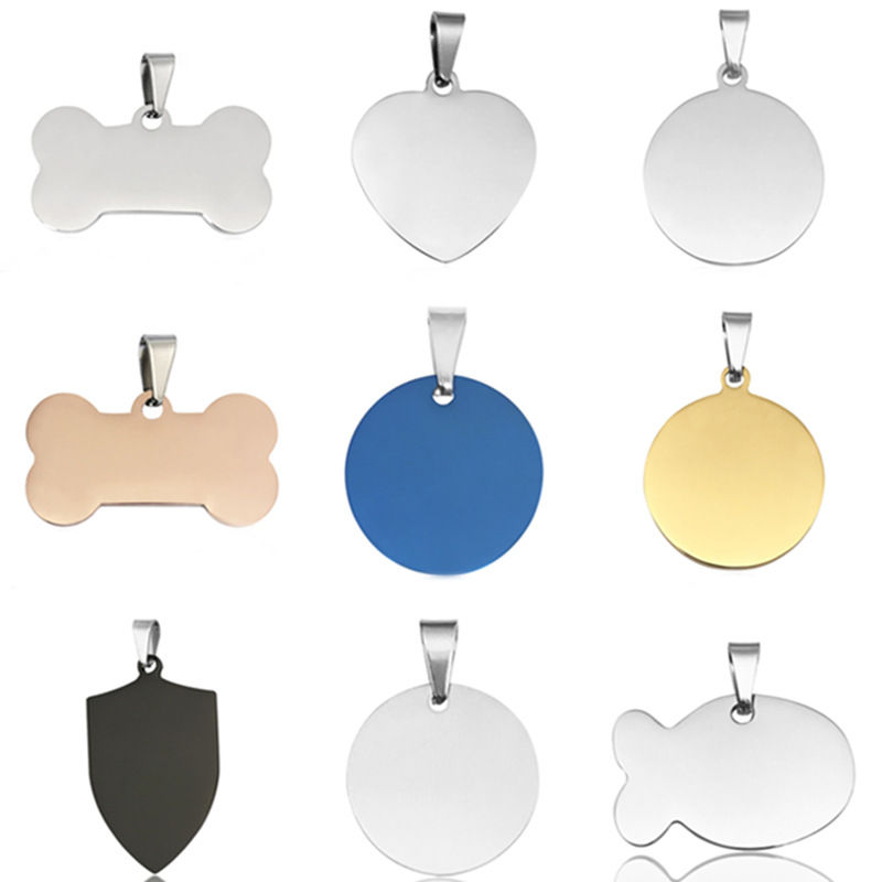 Qr Code Name Blank Pendant Necklace Id logo Wholesale Stainless Steel Custom Metal Engraving Dog Tag