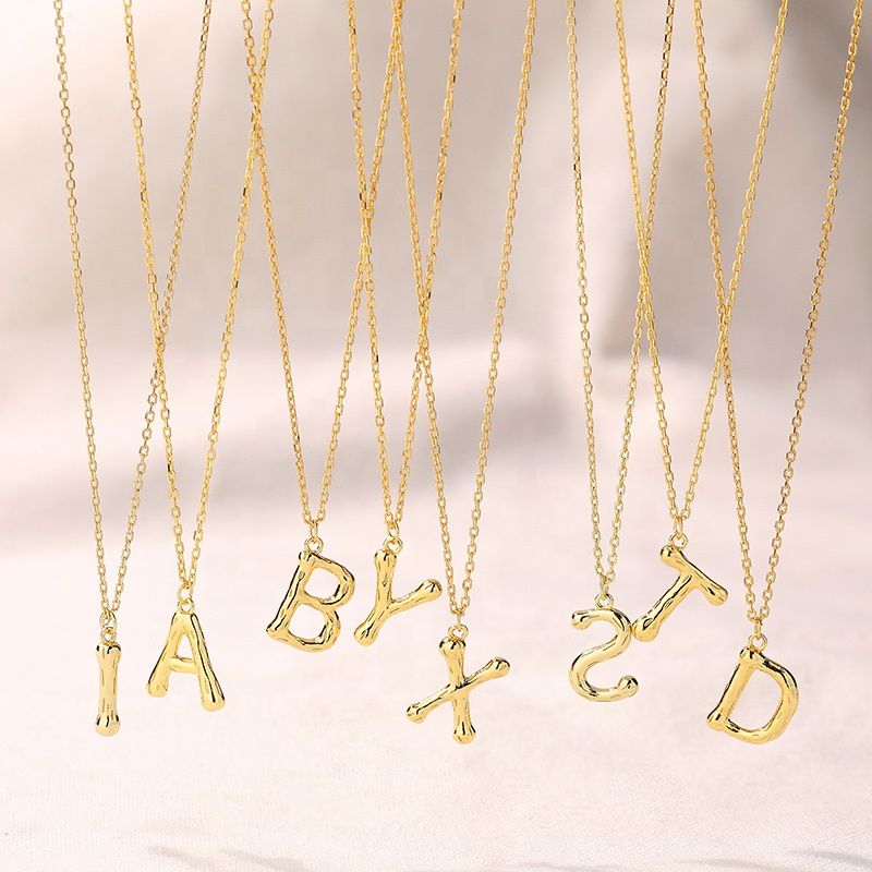 925 Sterling Silver Custom Fine Jewelry 26 Alphabet Initial Bubble Letter Pendant Necklace Women 18K Gold Plated